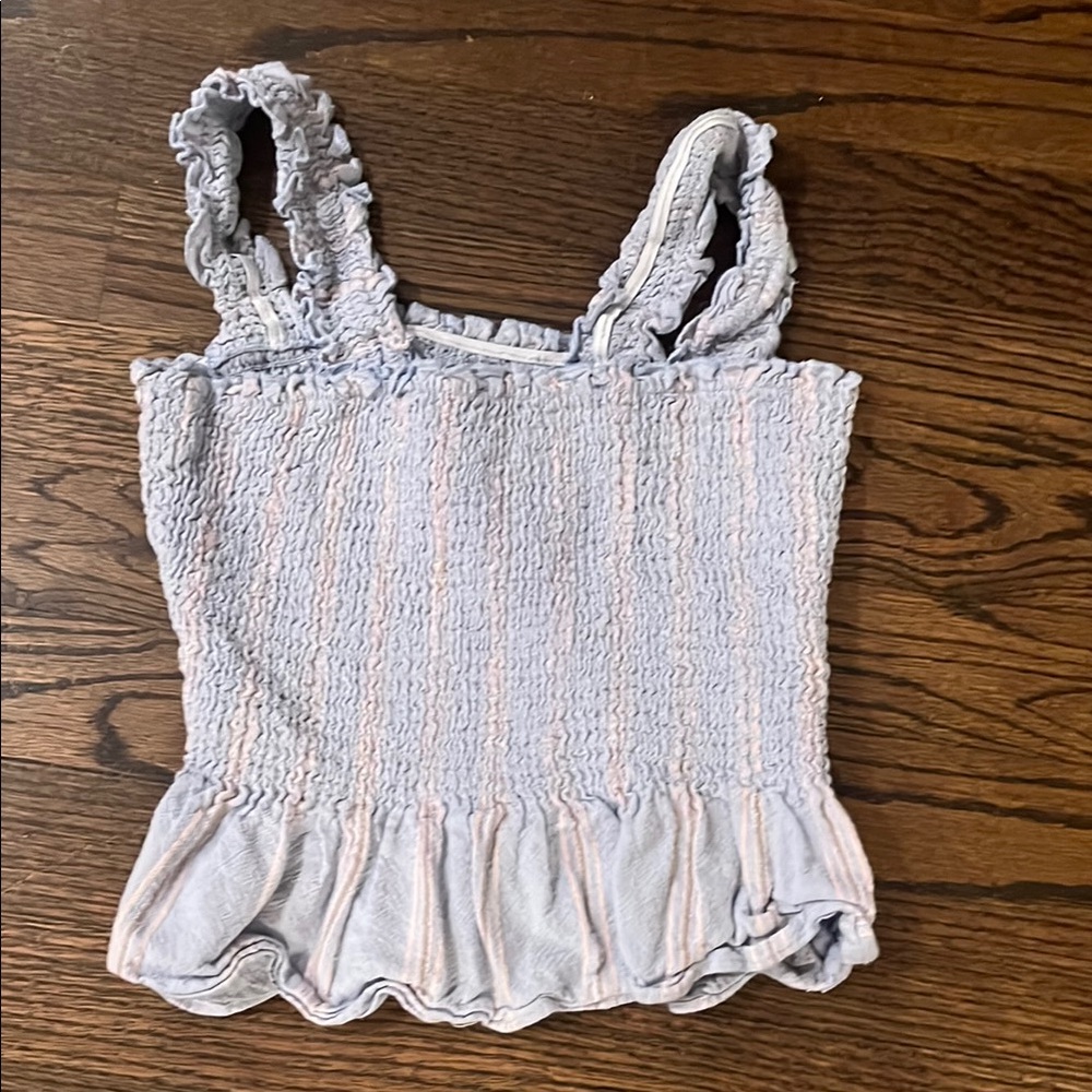 Forever 21 Light Blue and Pink Smocked Tank Top